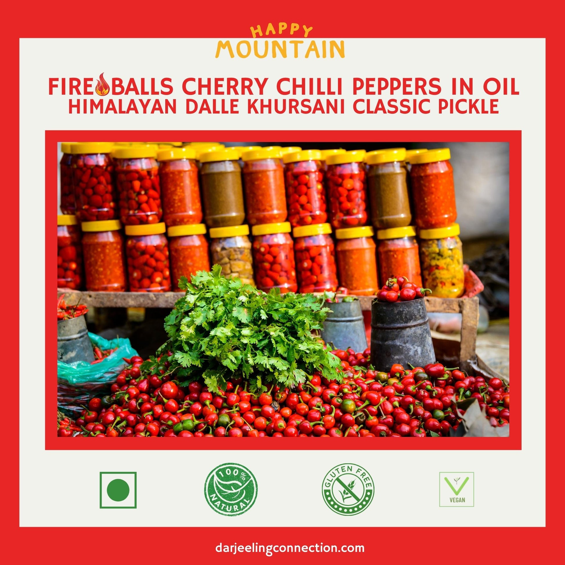 Enjoy our Fireballs Cherry Chilli Peppers (Dalle) in Oil - Happy Mountain