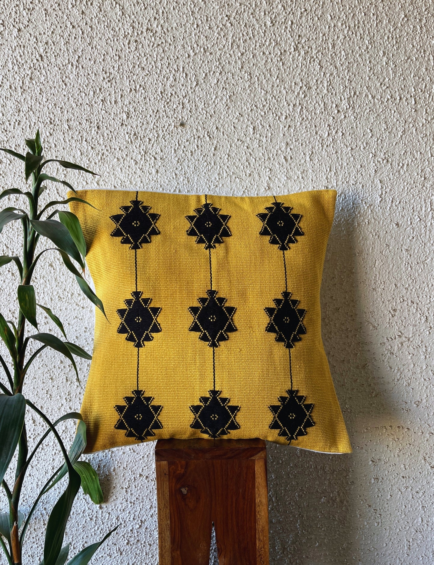 Chizami Weaves - Loin Loom Handwoven Cushion Cover Set in Mustard Yellow (Set of 2)