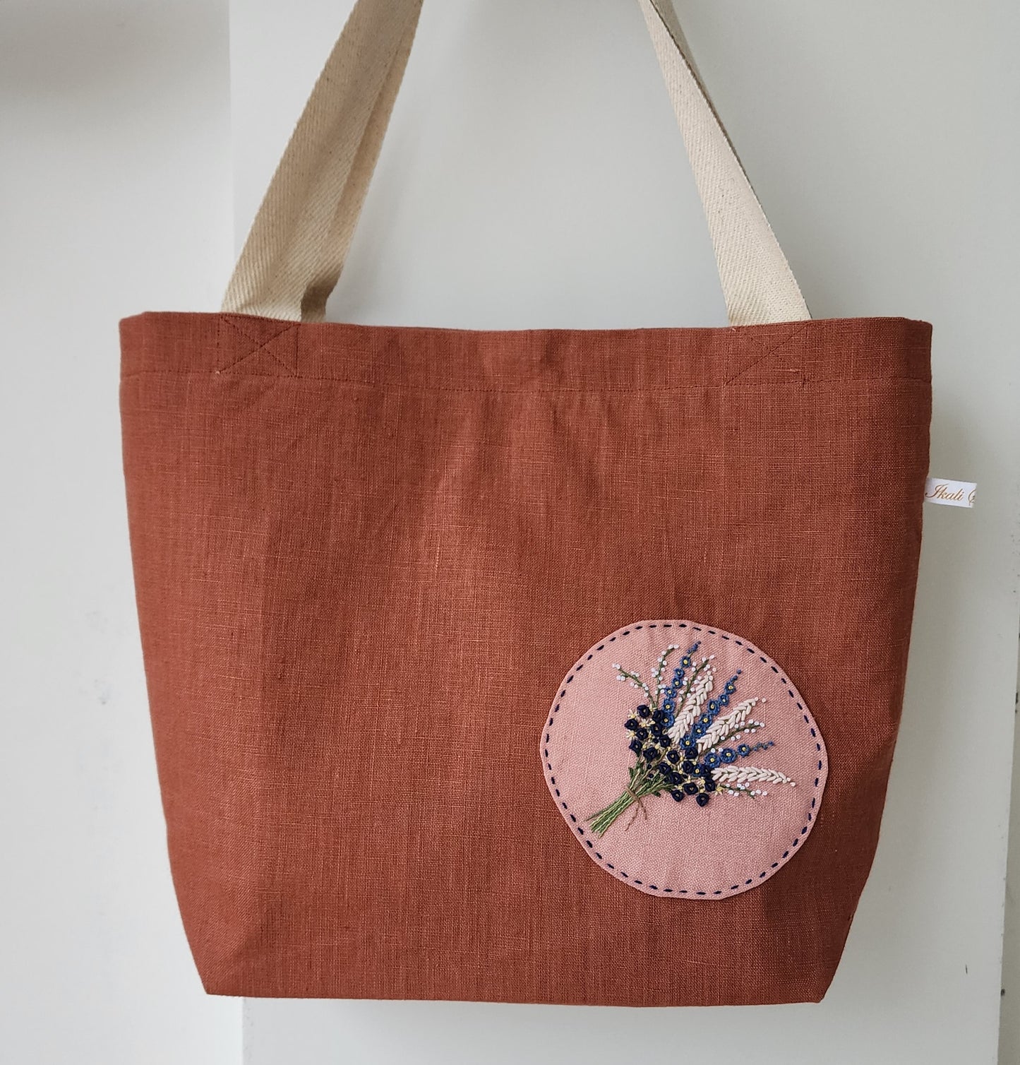 Ikali - Blue Bouquet - Hand-embroidered Tote