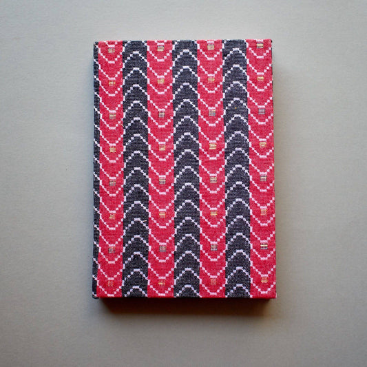Handmade notebook with Bhutanese cloth cover Red Blue