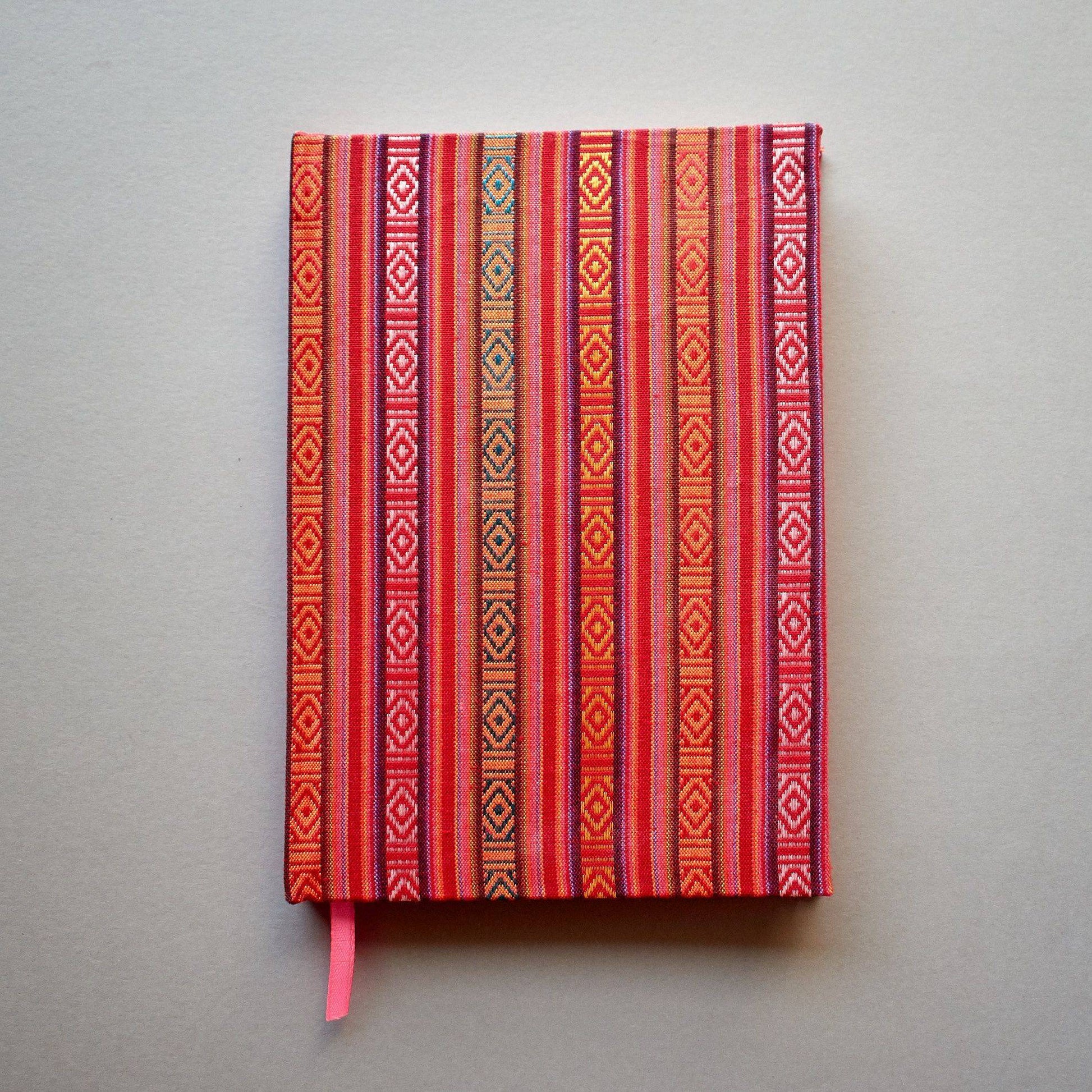 Handmade notebook with Bhutanese cloth cover Striped