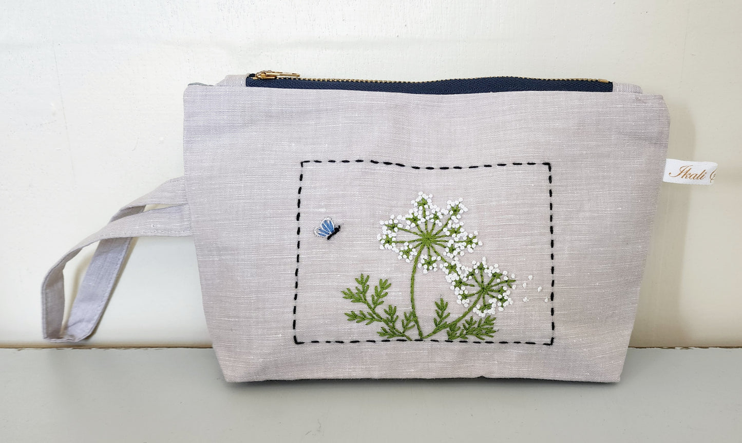 Ikali - Dandelion - Hand-embroidered Utility Pouch