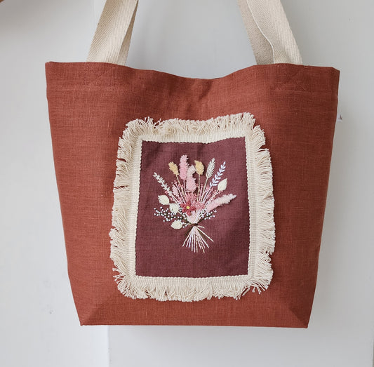 Ikali - Dried Flower Bouquet - Hand-embroidered Tote