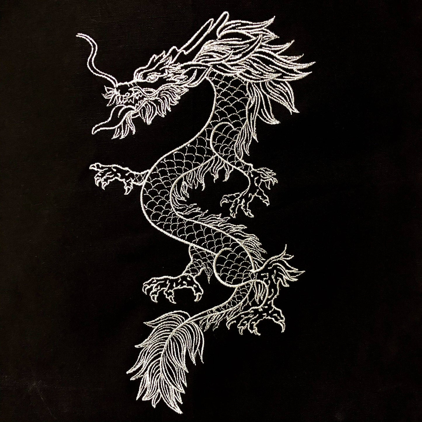 Mighty Silver Dragon Embroidered