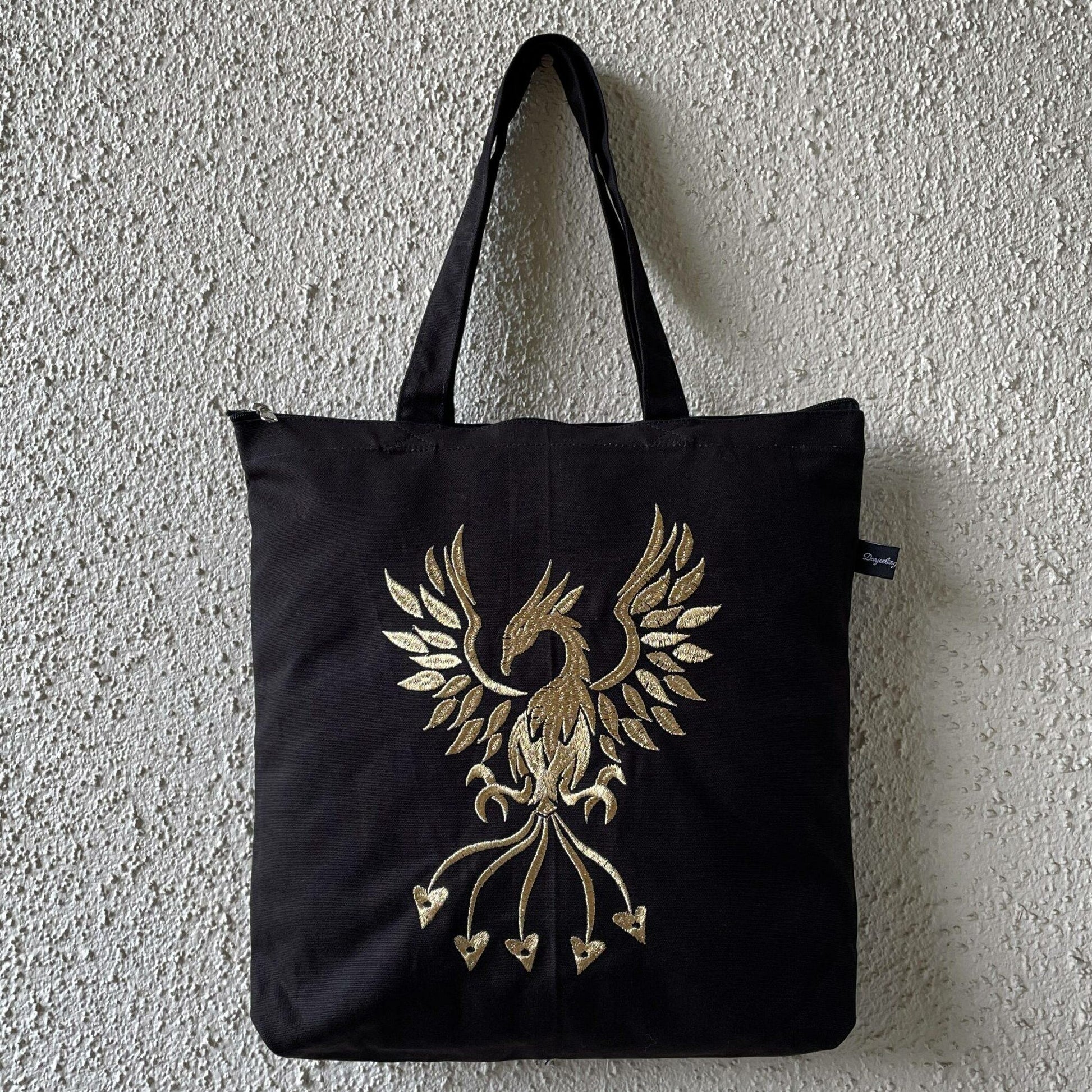Magnificent Phoenix Embroidered Canvas Tote