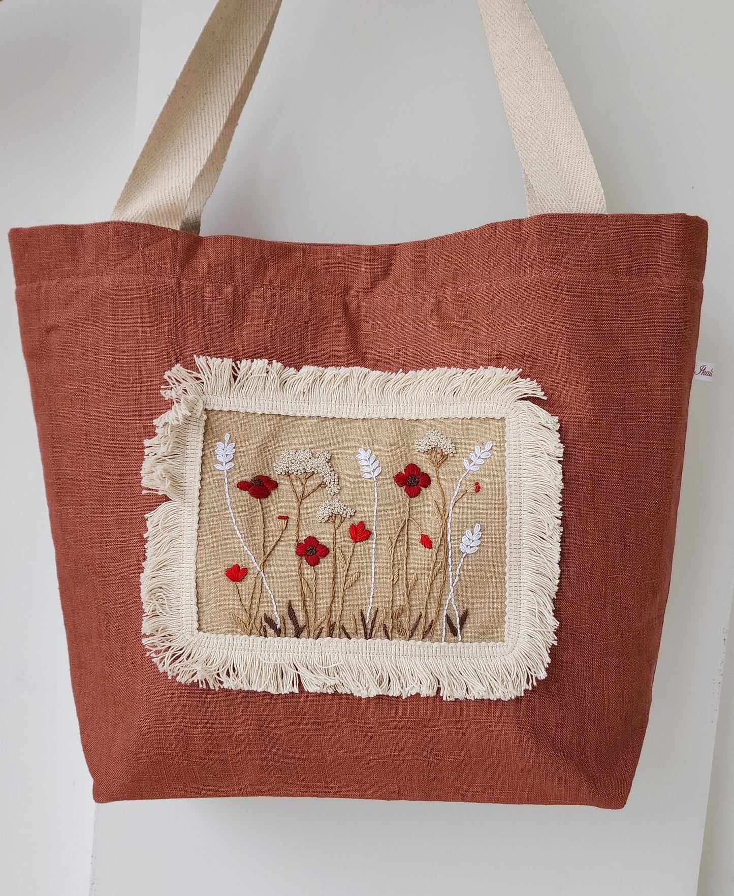Ikali - Poppy Field -  Hand-embroidered Tote